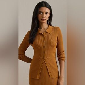 NWT! Ralph Lauren Rib-Knit Long-Sleeve Polo Cardigan